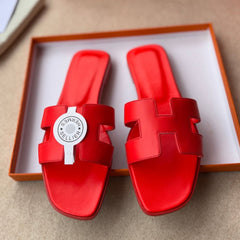 0RAN SANDALS IN CHERRY RED CALFSKIN