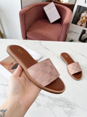 LYMPIA MULE DESERT SAND BEIGE CANVAS EMBROIDERED LOGO