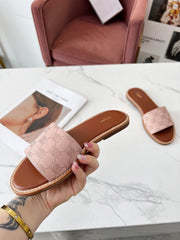 LYMPIA MULE DESERT SAND BEIGE CANVAS EMBROIDERED LOGO