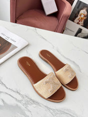 LYMPIA MULE BEIGE RAFFIA AND WOOL