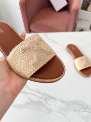 LYMPIA MULE BEIGE RAFFIA AND WOOL