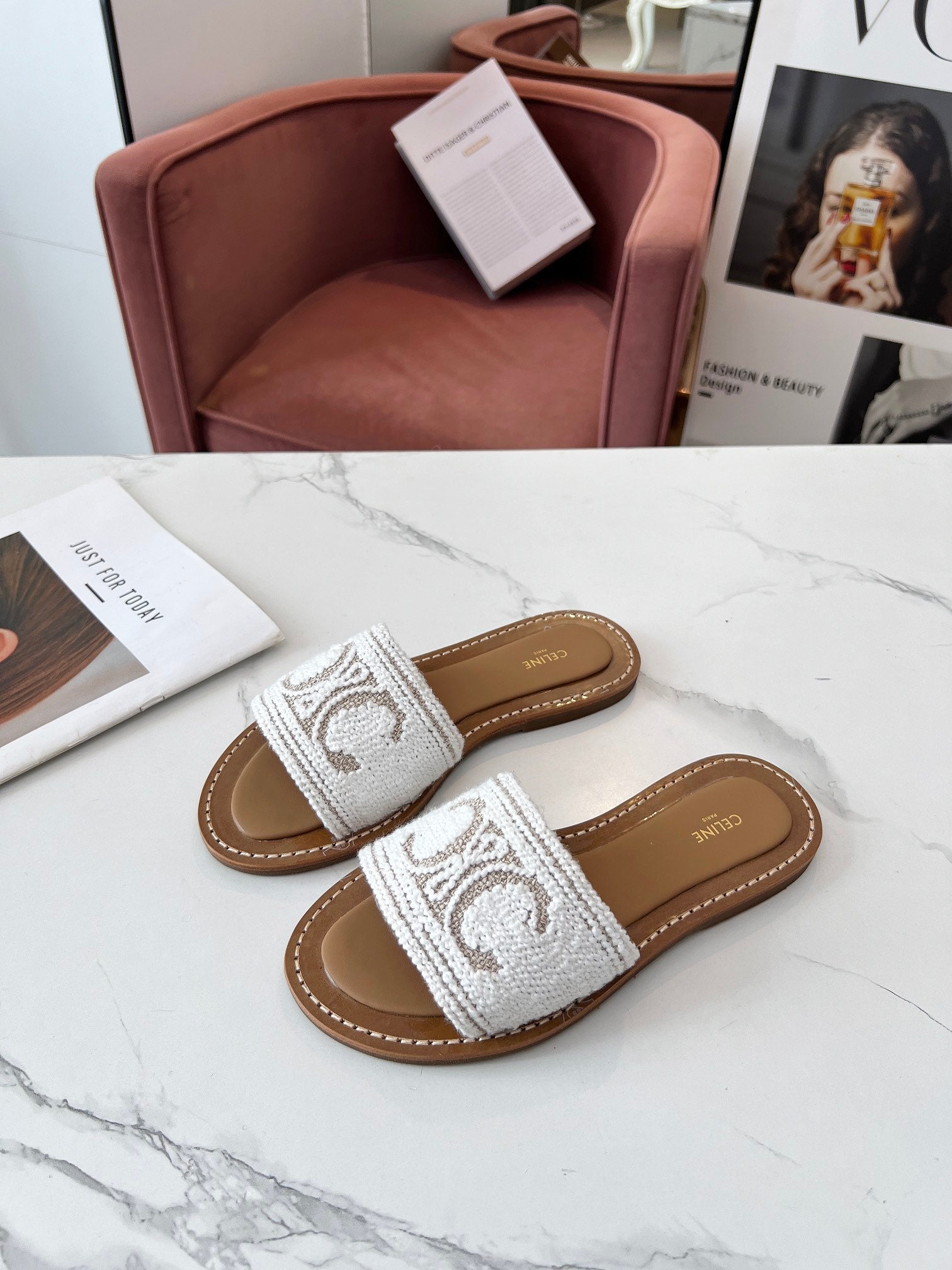 LYMPIA MULE WHITE CANVAS