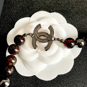 CHANEL 26S DOUBLE C LOGO RED CRYSTAL BEADED NECKLACE IN BLACK METAL 629968