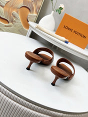 HIGH MULE IN BRONZE BROWN LAMBSKIN WITH RHINSTONES 55 MM