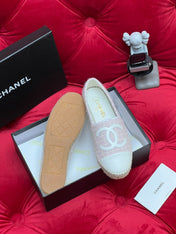 WOVEN LOAFERS IN LIGHT PINK FABRIC