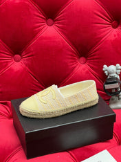 WOVEN LOAFERS IN DARK CREAM FABRIC