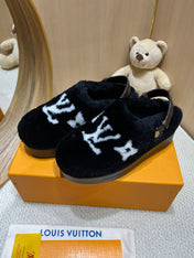 ASPEN COMFORT CLOG IN BLACK MIX WHITE FLEECE