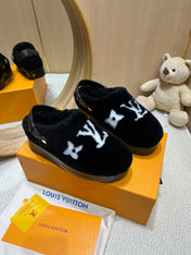 ASPEN COMFORT CLOG IN BLACK MIX WHITE FLEECE