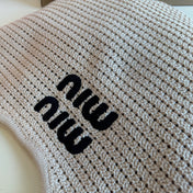 HOLLOW KNITTED TOTE BAG 35 IN OFF WHITE MIX BLACK WOVEN FABRIC