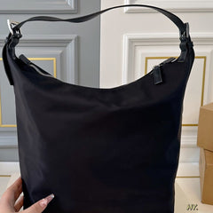 HOBO BAG 30 IN BLACK RE-NYLON SILVER HARDWARE