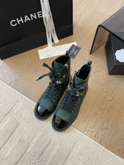ALPHABET MARTIN BOOTS IN FOREST GREEN LAMBSKIN