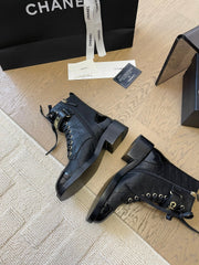 ALPHABET MARTIN BOOTS IN BLACK LAMBSKIN