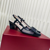 ROGER VIVIER 25S BELLE VIVIER SLINGBACK PUMPS 45MM IN NAVY BLUE MESH FABRIC