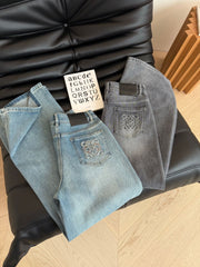 Loewe 25 Embroidered Straight Jeans Denim Cotton