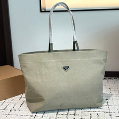 LARGE TOTE BAG 38 IN ECRU BEIGE RE-NYLON