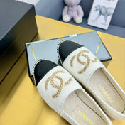 CC ESPADRILLES PLATFORM 25S IN WHITE KNITTED WOOL AND BLACK LAMBSKIN