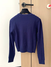 CC 25 Cardigan In Navy Blue Wool