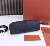 EXTRA POCKET L19 IN SPACE BLUE OSTRICH LEATHER