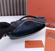 EXTRA POCKET L19 IN SPACE BLUE OSTRICH LEATHER