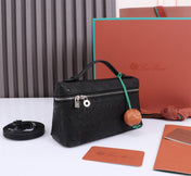 EXTRA POCKET L19 IN BLACK OSTRICH LEATHER