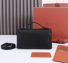 EXTRA POCKET L19 IN BLACK OSTRICH LEATHER