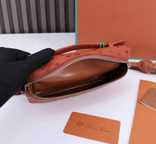 EXTRA POCKET L19 IN RED BROWN OSTRICH LEATHER