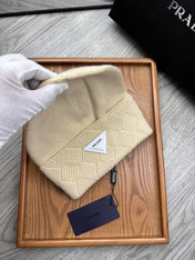 BEANIE HAT IN BISQUE BEIGE WOOL AND RABBIT FUR 436397