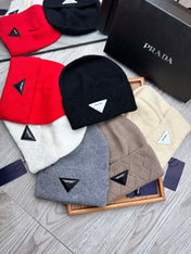 BEANIE HAT IN BISQUE BEIGE WOOL AND RABBIT FUR 436397