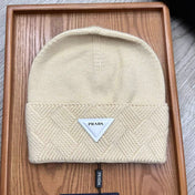 BEANIE HAT IN BISQUE BEIGE WOOL AND RABBIT FUR 436397