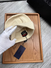 BEANIE HAT IN BISQUE BEIGE WOOL AND RABBIT FUR 436397