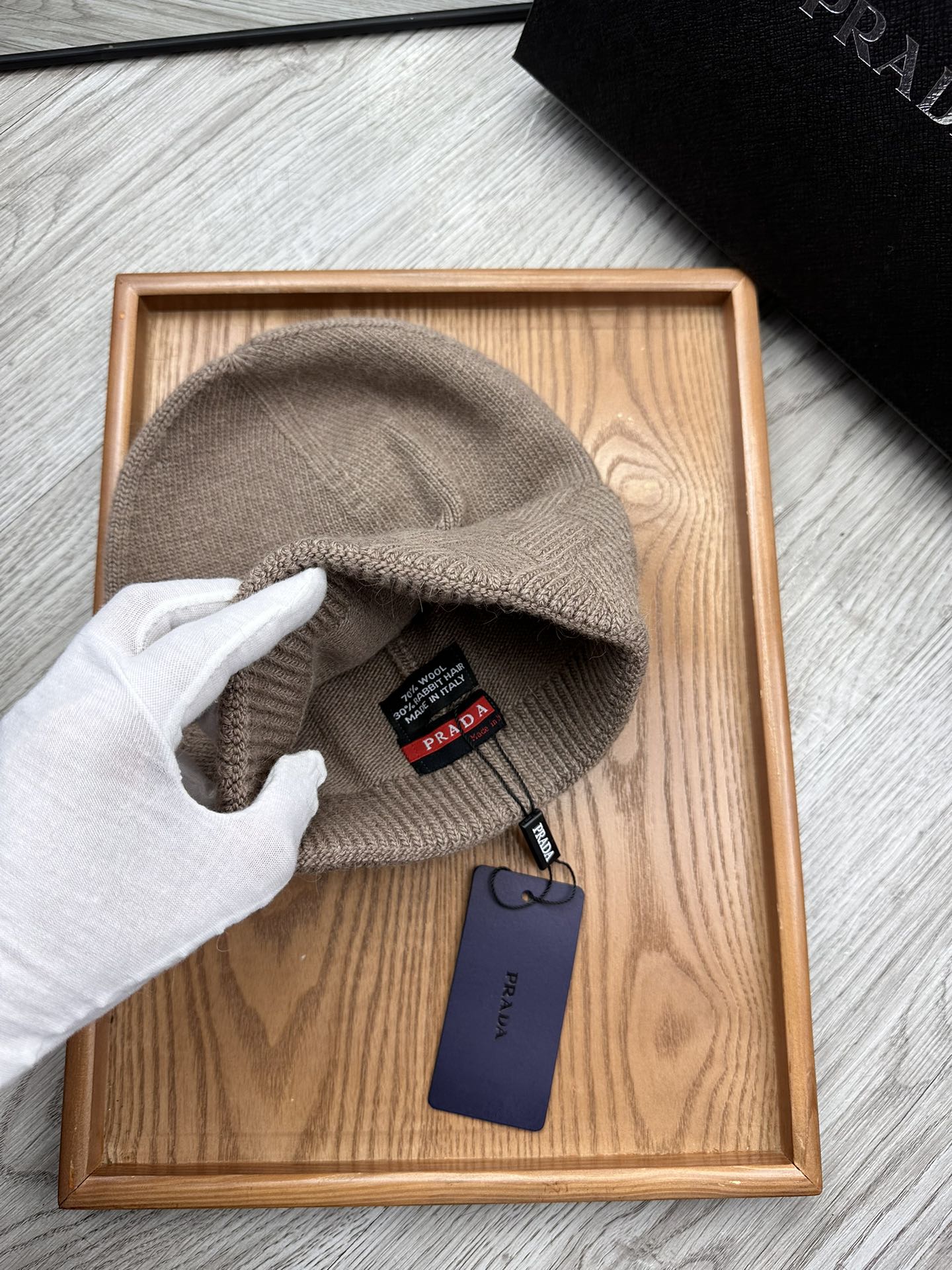 BEANIE HAT IN MEDIUM BROWN WOOL AND RABBIT FUR 436401