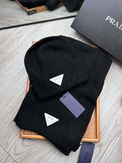 SET SCARF AND HAT IN BLACK WOOL AND RABBIT FUR 397410