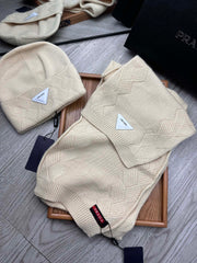 SET SCARF AND HAT IN BISQUE BEIGE WOOL AND RABBIT FUR 397405