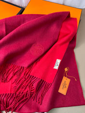DOUBLE-FACE SCARF 200 CM IN CRIMSON RED CASHMERE