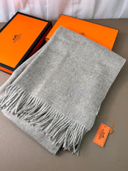DOUBLE-FACE SCARF 200 CM IN GREY CASHMERE