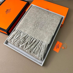 DOUBLE-FACE SCARF 200 CM IN GREY CASHMERE