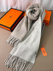 DOUBLE-FACE SCARF 200 CM IN GREY CASHMERE