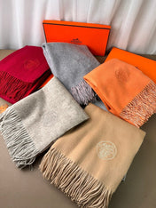 DOUBLE-FACE SCARF 200 CM IN GREY CASHMERE