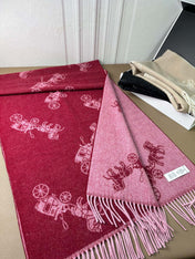 HORSE & CARRIAGE PRINT SCARF 195 CM IN RED PINK 375240