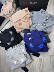 THREE-PIECES SET IN NAVY BLUE WOOL AND ACRYLIC 406557