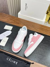 SNEAKER WITH TRIOMPHE IN WHITE MIX BABY PINK CALFSKIN