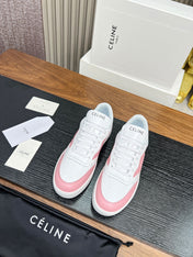 SNEAKER WITH TRIOMPHE IN WHITE MIX BABY PINK CALFSKIN