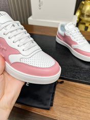SNEAKER WITH TRIOMPHE IN WHITE MIX BABY PINK CALFSKIN