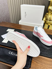 SNEAKER WITH TRIOMPHE IN WHITE MIX BABY PINK CALFSKIN