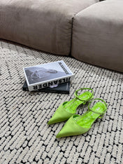 PRA SATIN SLINGBACK PUMPS CHARTREUSE