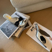 Silver High - Heels With Black Bow Calfskin
