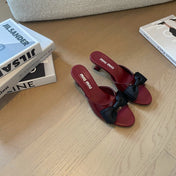 Ruby Mid - Heels With Black Bow Calfskin
