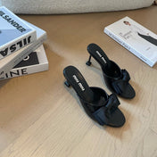 Black High - Heels With Black Bow Calfskin