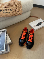 BOUNCING SNEAKERS BLACK CALFSKIN WITH ORANGE LACES
