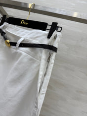 Loewe 25 Belt Skirt White Cotton